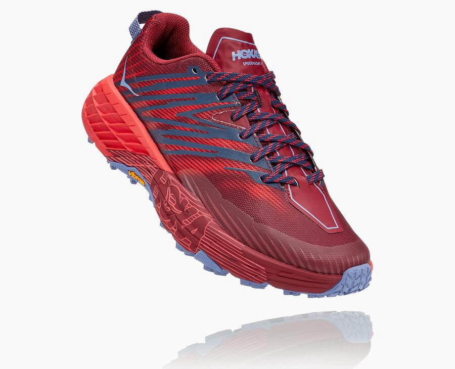 Chaussure Trail Hoka One One Speedgoat 4 Femme - Rouge - XKF-067581